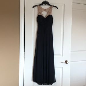 Xscape navy gown with jeweled neckline